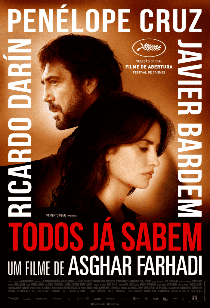 Javier Bardem e Penélope Cruz em poster do filme Todos Já Sabem de Ashgar Farhadi