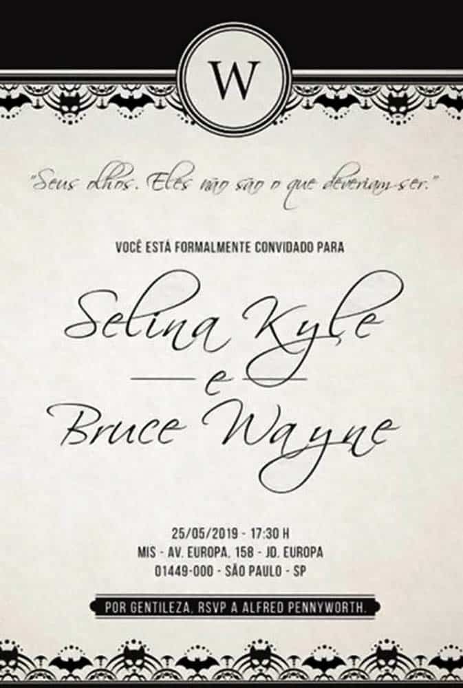 Convite de Casamento de Bruce Wayne e Selina Kyle - Evento Panini Brasil