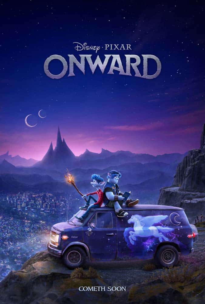 Detalhe do poster de Onward, animacao da Disney Pixar