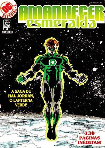 Capa da revista Amanhecer Esmeralda da editora Abril, estrelando o Lanterna Verde Hal Jordan