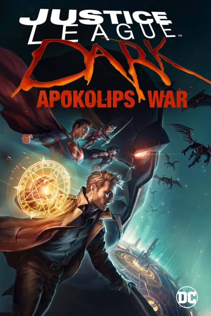 Constantine, Superman e outros personagens em poster de Liga da Justica Sombria Guerra de Apokolips